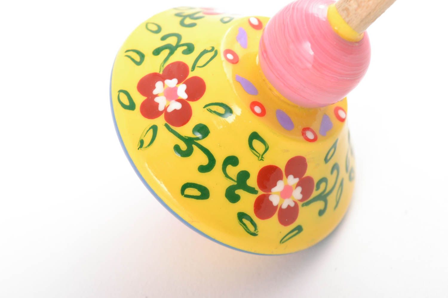 Handmade eco painted wooden toy spinning top for children photo 5