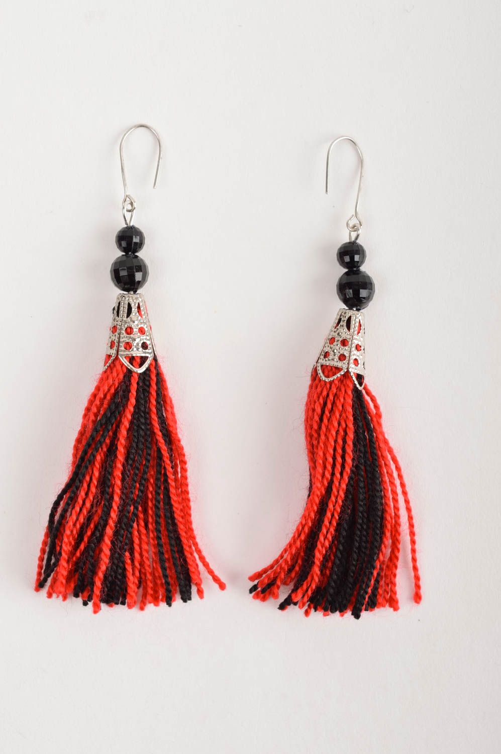 Schwarz rote auffallende handmadeOhrringe Schmuck Ohrhänger Schmuck für Frauen foto 3