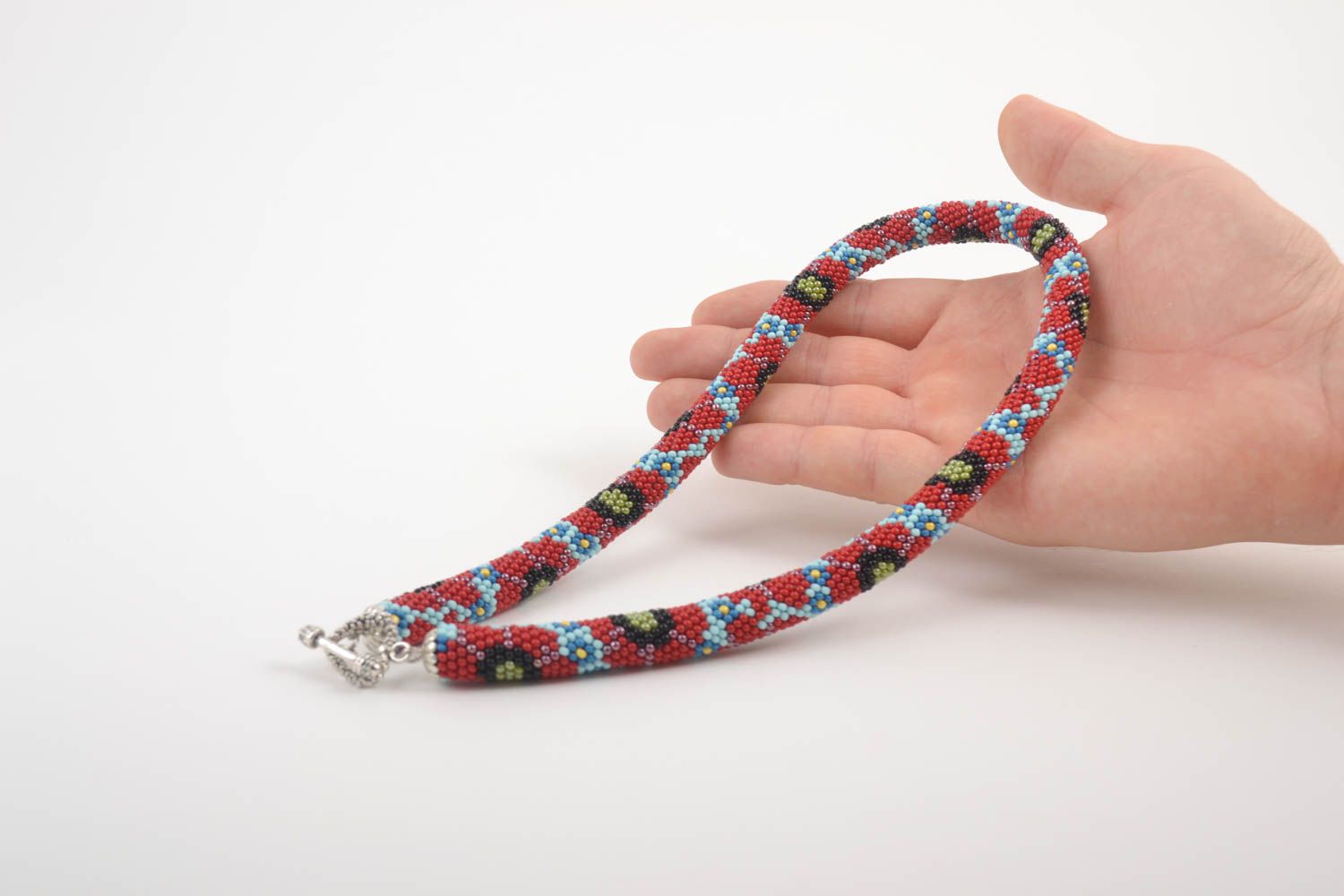 Handmade stylish elegant necklace beaded cord necklace female accessory photo 5