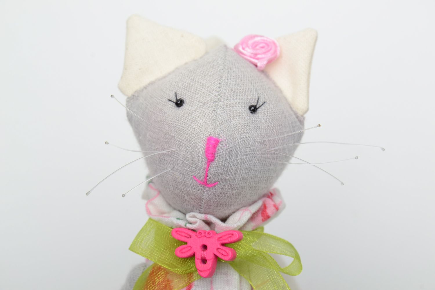 Fabric toy kitty in dress photo 3