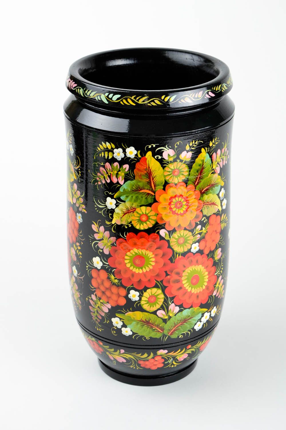 Красивая ваза хэнд мэйд декор из дерева изделие с Петриковской росписью фото 5