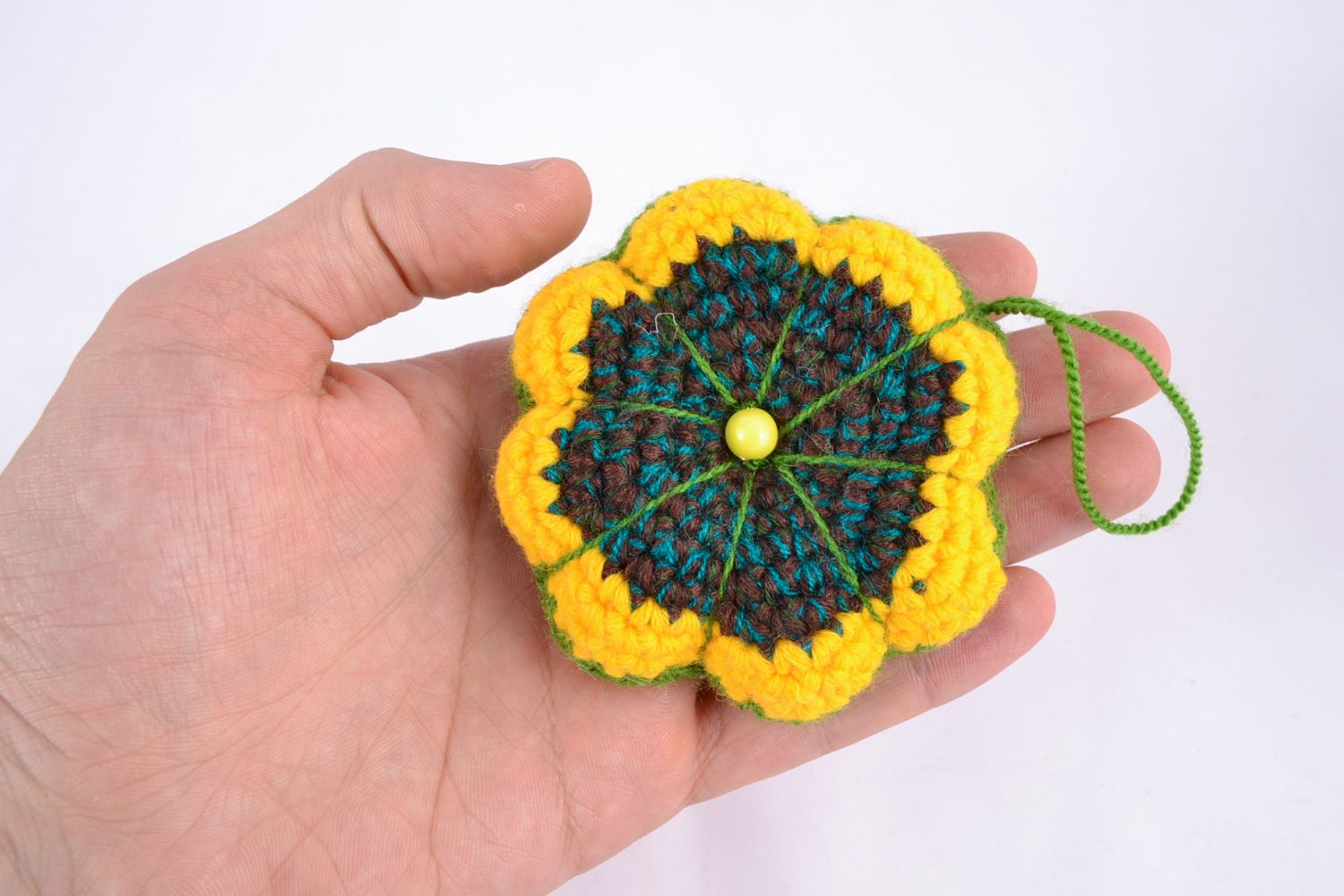 Giocattolo a maglia fatto a mano pupazzo morbido a forma di fiore simpatico foto 2