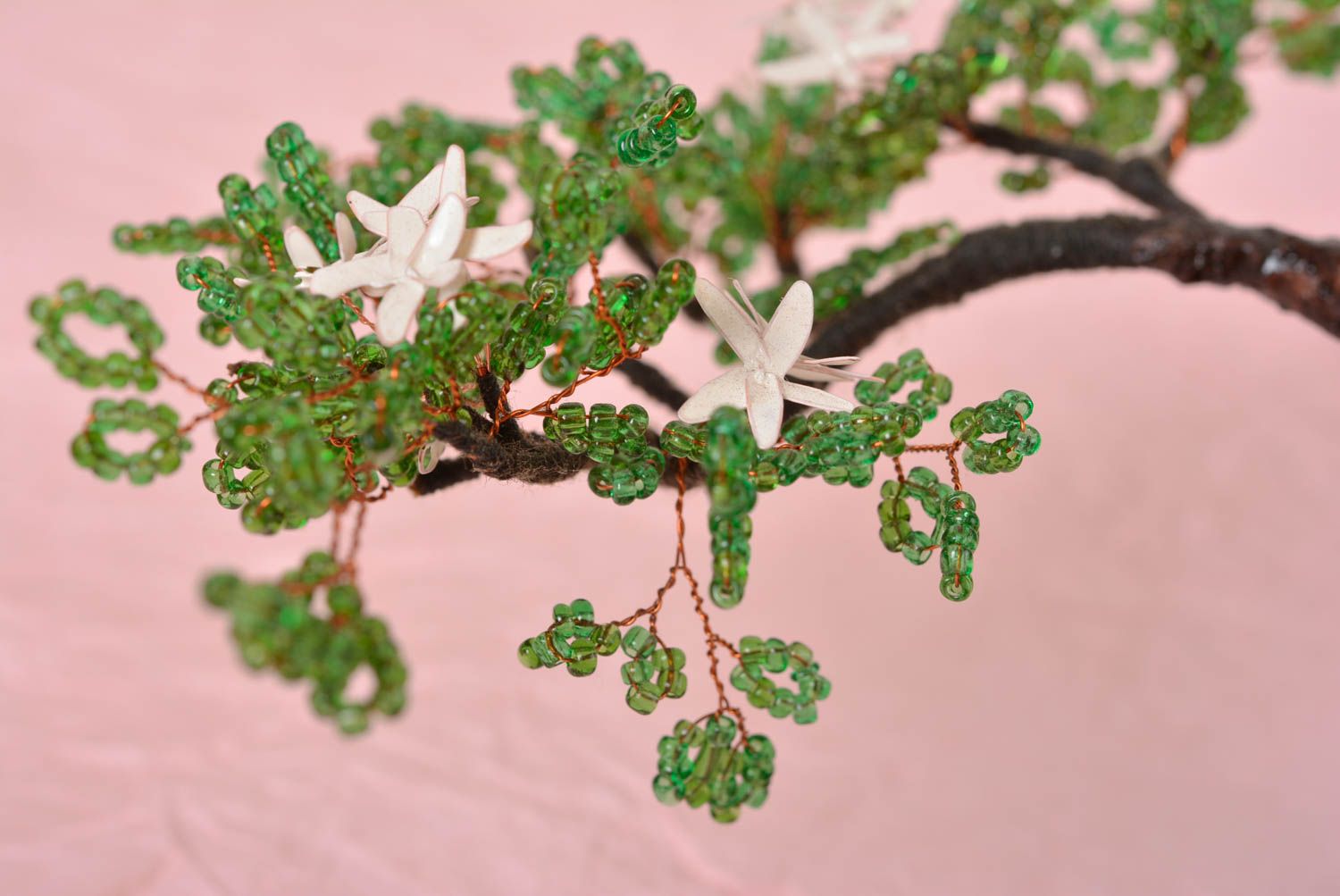 Arbre perles de rocaille fait main Arbre miniature bonsaï vert Déco maison photo 2