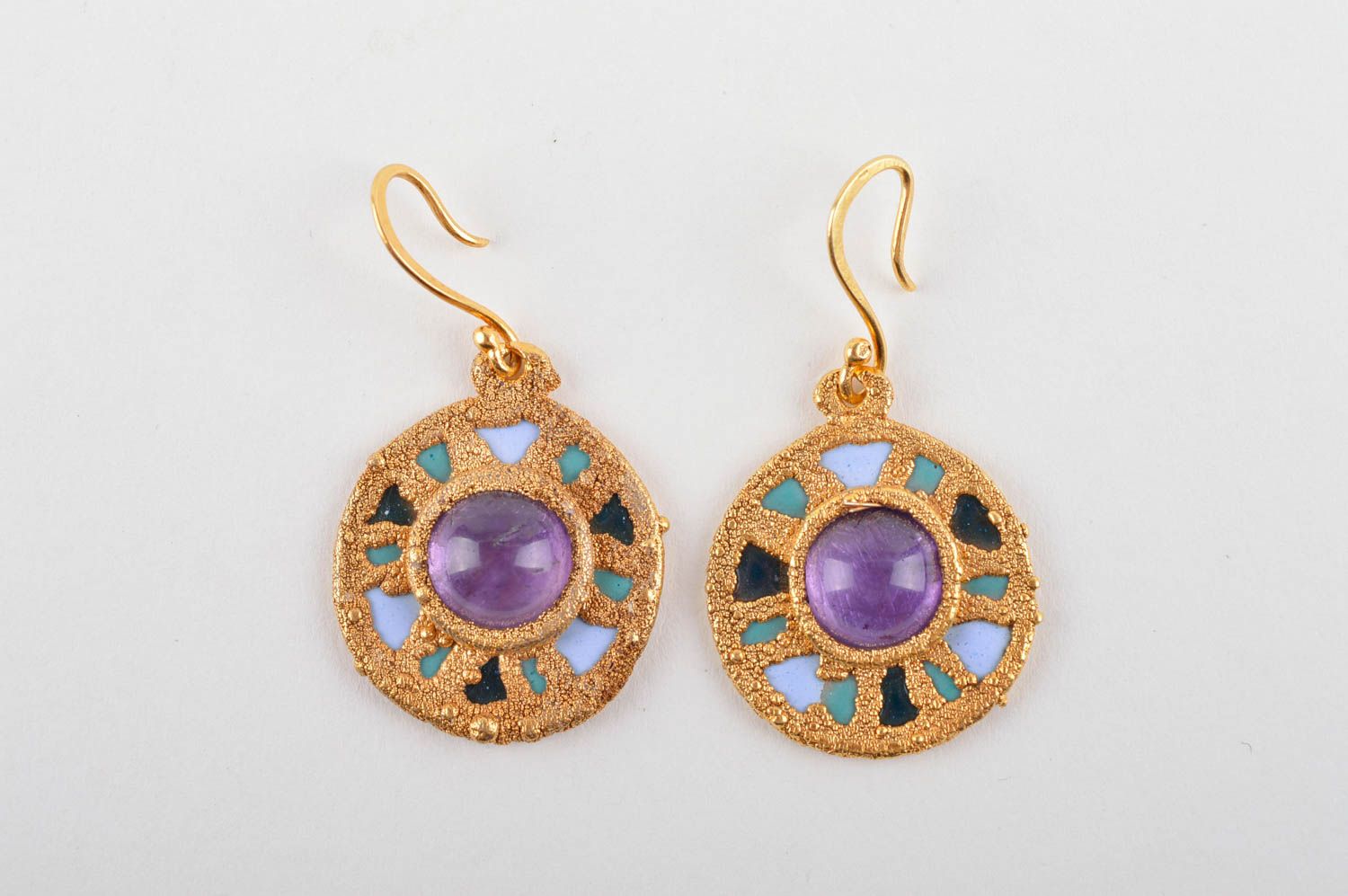 Beautiful handmade copper earrings costume jewelry designs gemstone earrings photo 3