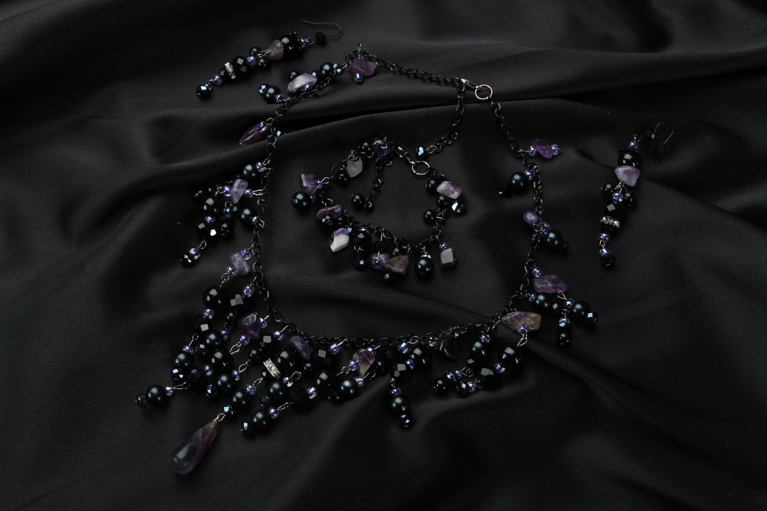 Jewelry set with amethyst and agate photo 1