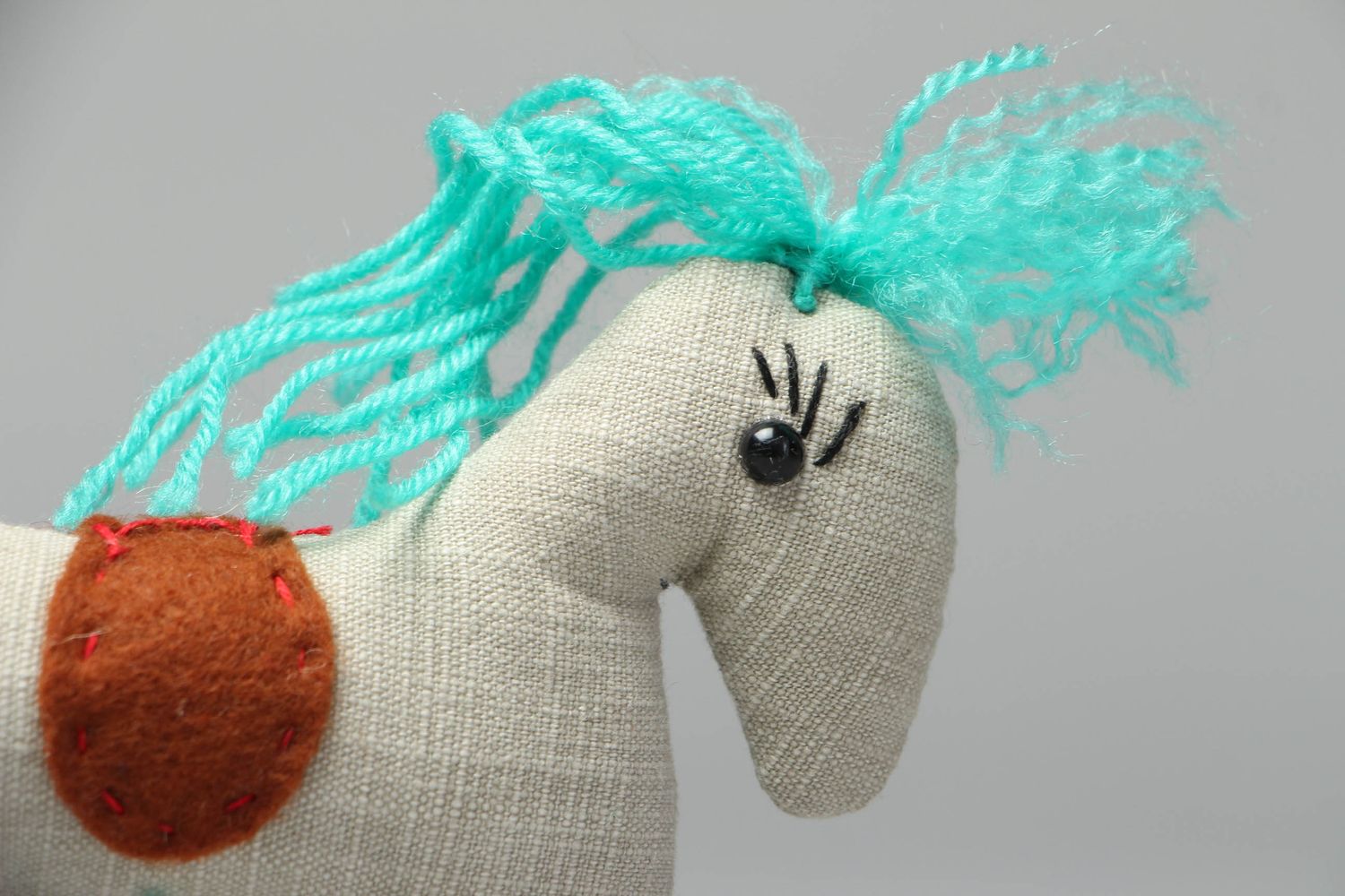 Handmade soft toy for kids Horse with Blue Mane photo 2