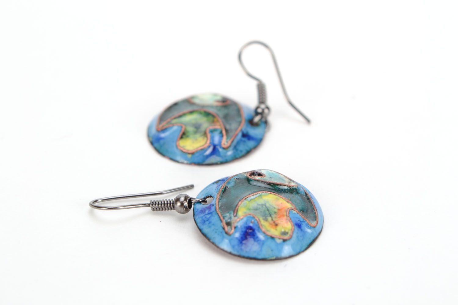 Copper earrings with fish photo 4
