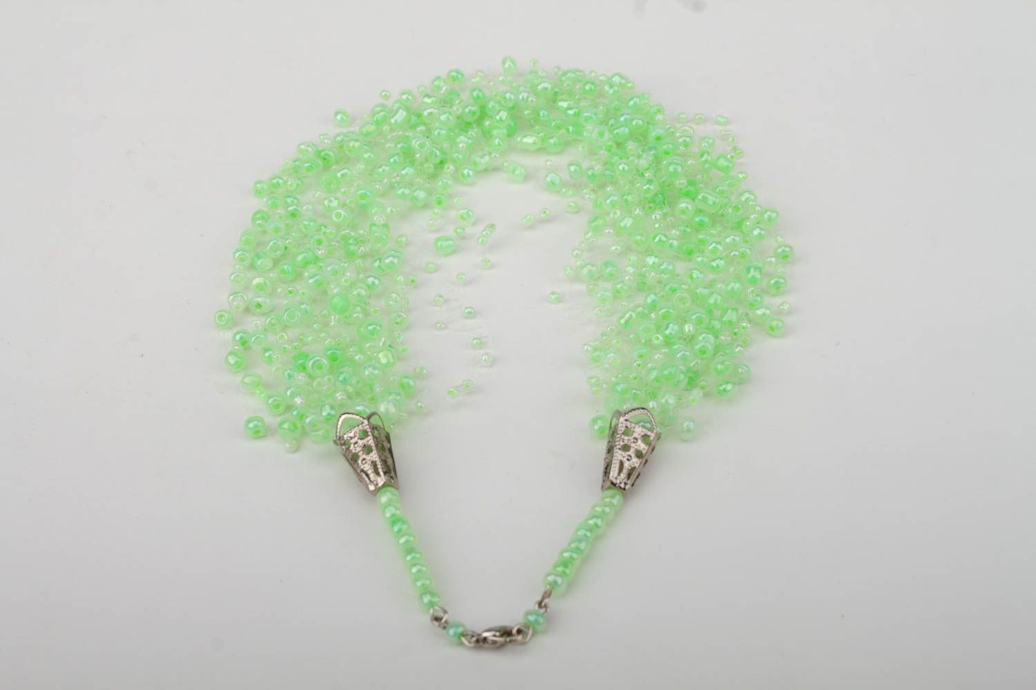 Handmade hellgrünes Damen Collier Glasperlen Halskette Accessoire für Frauen foto 3