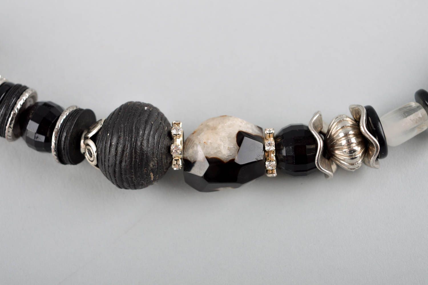 Handmade designer necklace jewelry with natural stone stylish black necklace photo 4