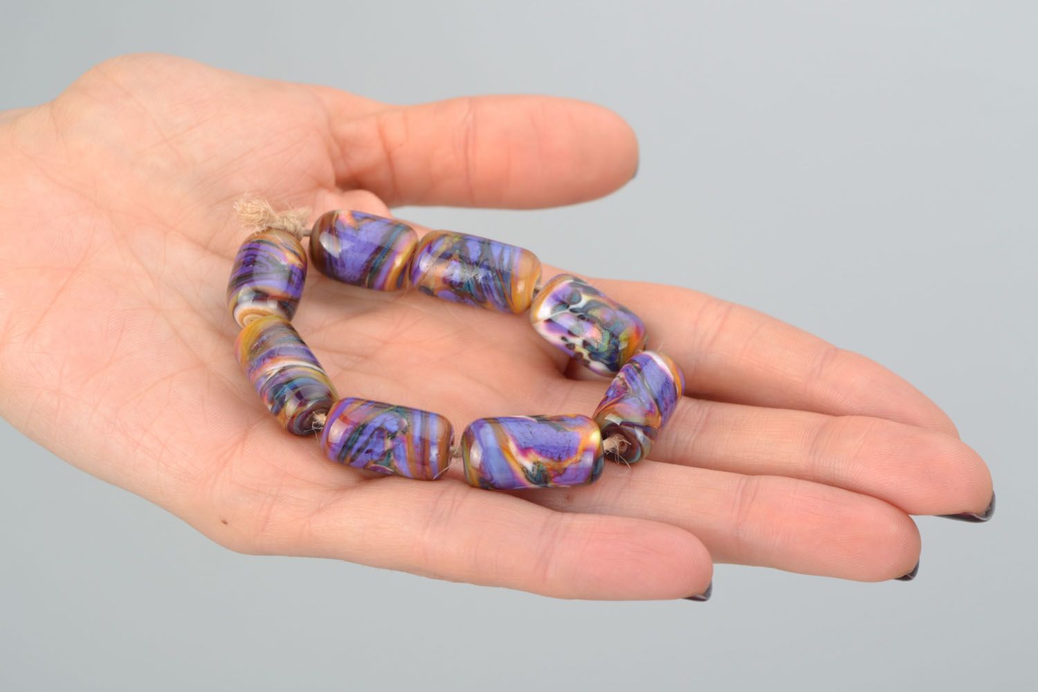 Kit de perles en verre fait main Brouillard violet photo 3