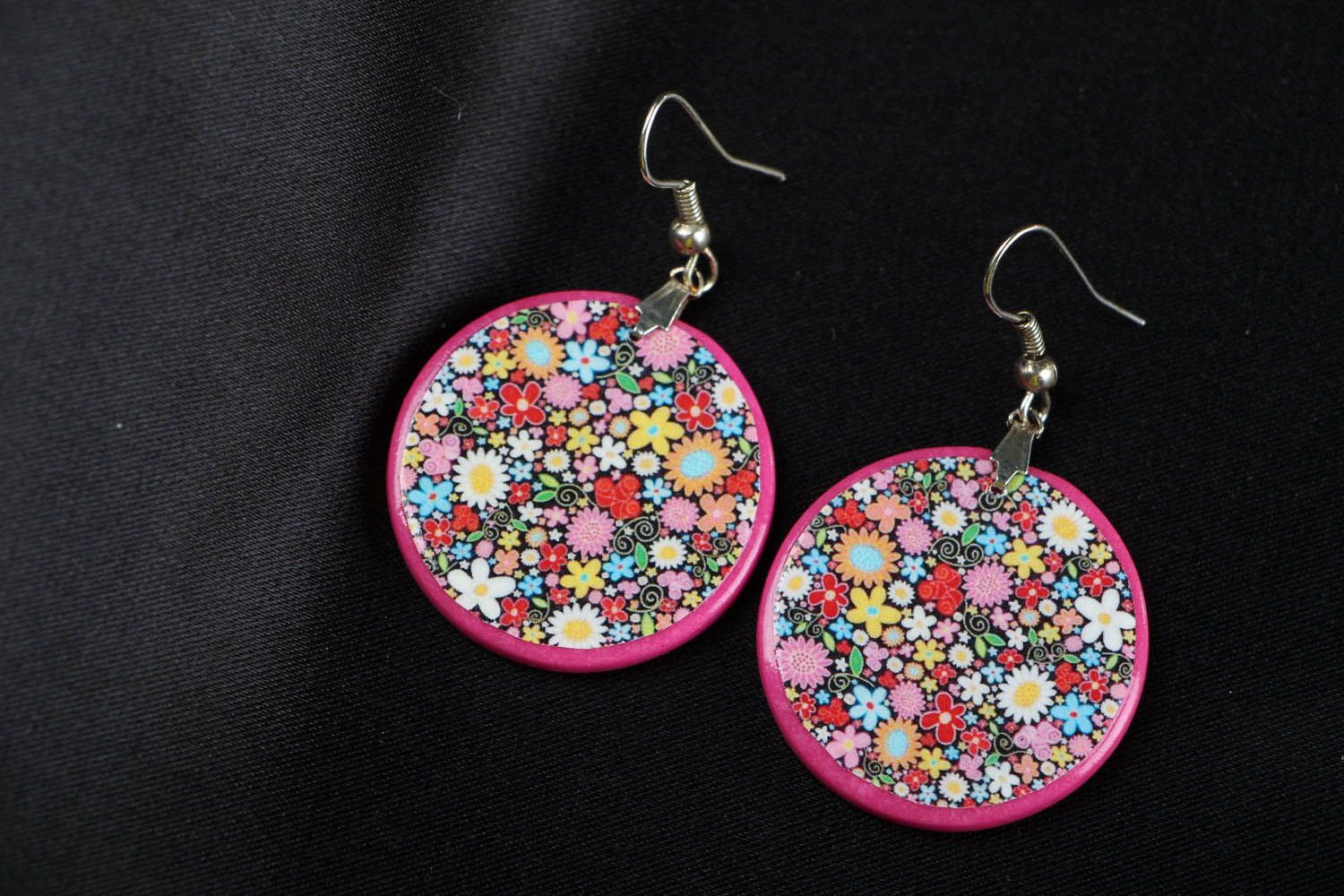 Bright earrings made of polymer clay photo 2