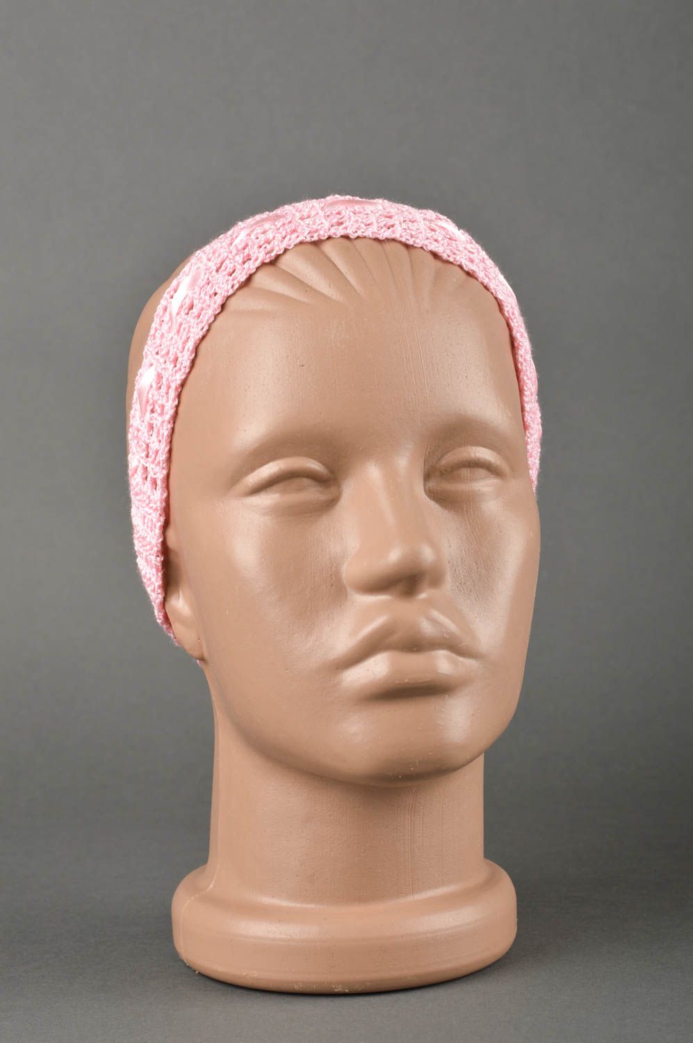 Handgemachter Schmuck dünnes Haarband Häkel Accessoire in Rosa für Mädchen foto 1
