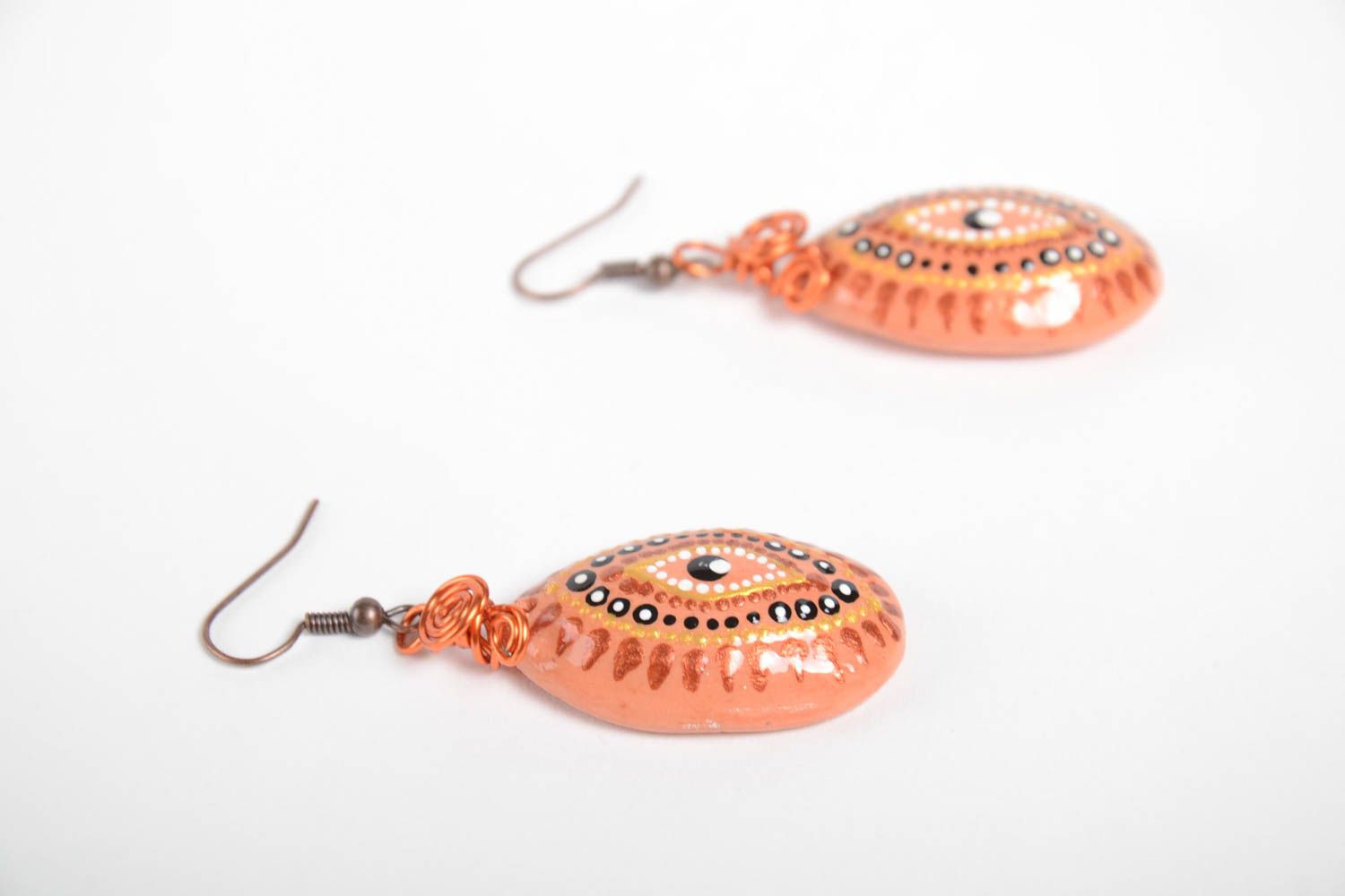Handmade Schmuck aus Keramik Damen Ohrringe Geschenk für Frauen mit Bemalung foto 4