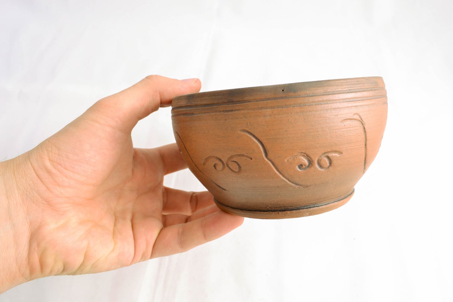 5,5 18 oz brown ceramic soup bowl handmade pottery bowl piece 0,75 lb photo 2