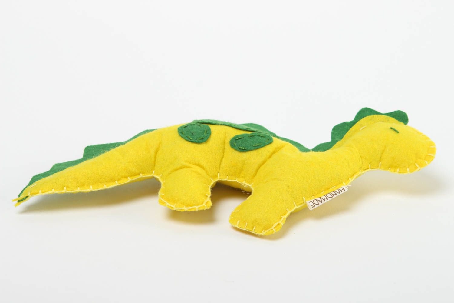 Peluche dinosaure faite main Jouet feutrine jaune-vert Cadeau pour enfant photo 3