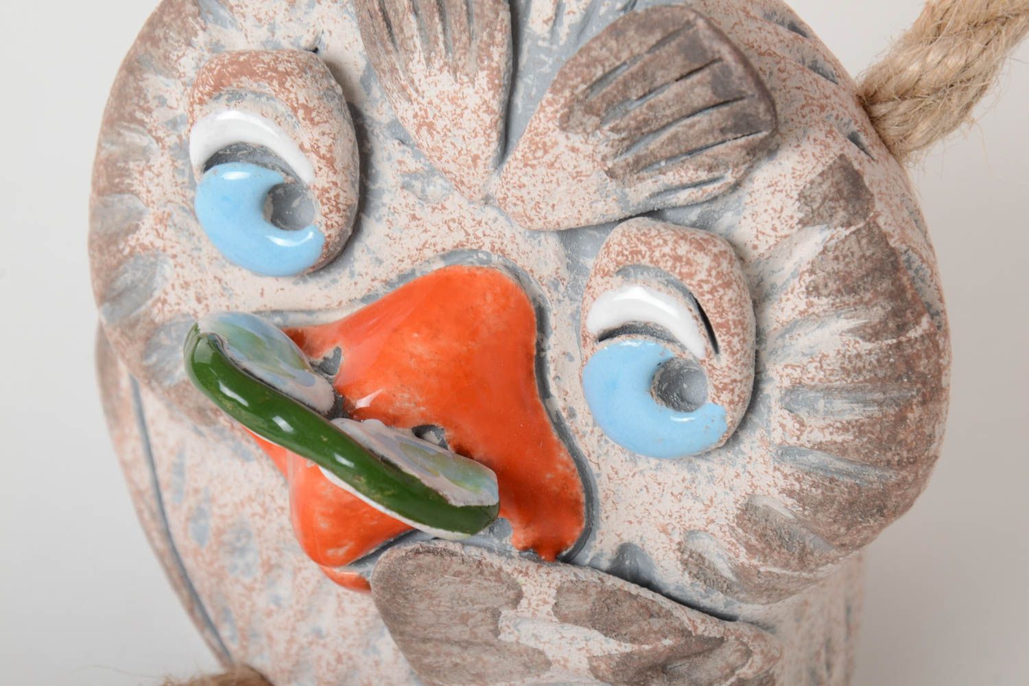 Tirelire hibou faite main Figurine oiseau en argile Cadeau original intéressant photo 3