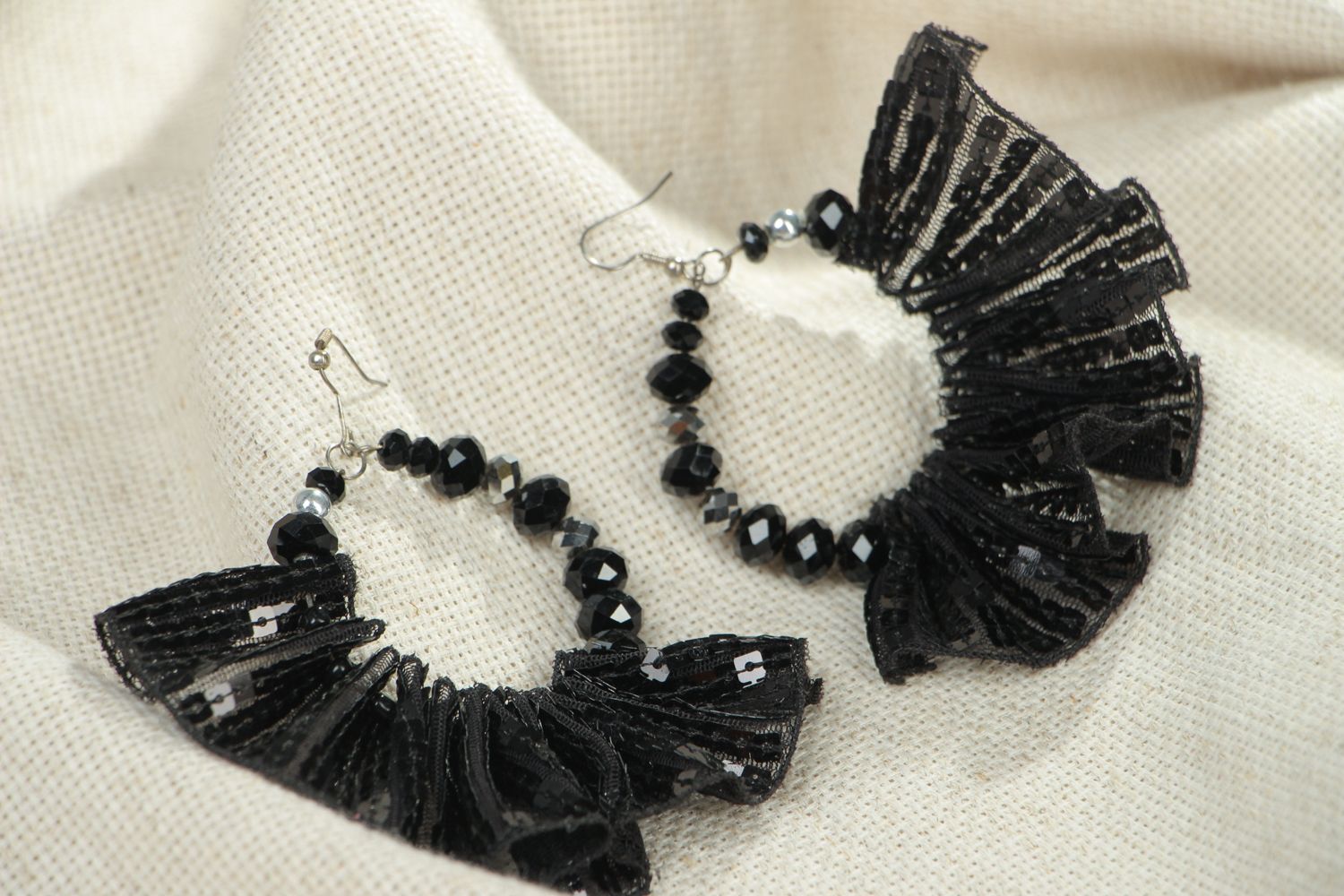 Lace earrings with spangles photo 4