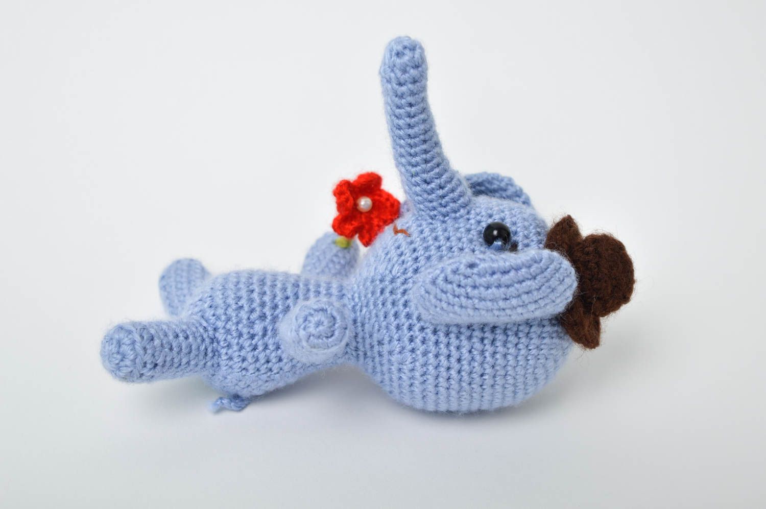 Handmade baby toy soft elephant toy beautiful blue soft toy crocheted toys photo 4