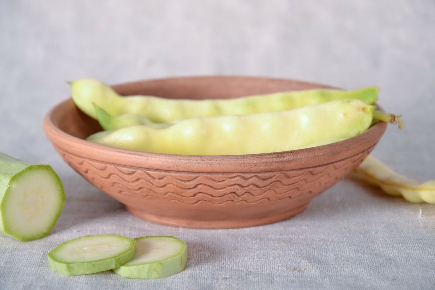 Ceramic bowl with carving photo 1