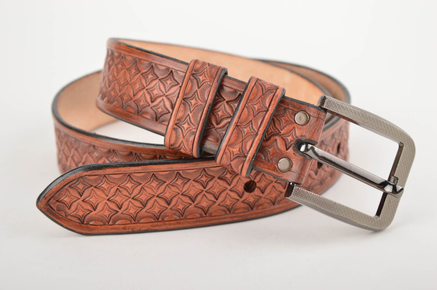 Unusual handmade leather belt gentlemen only fashion accessories for him photo 1