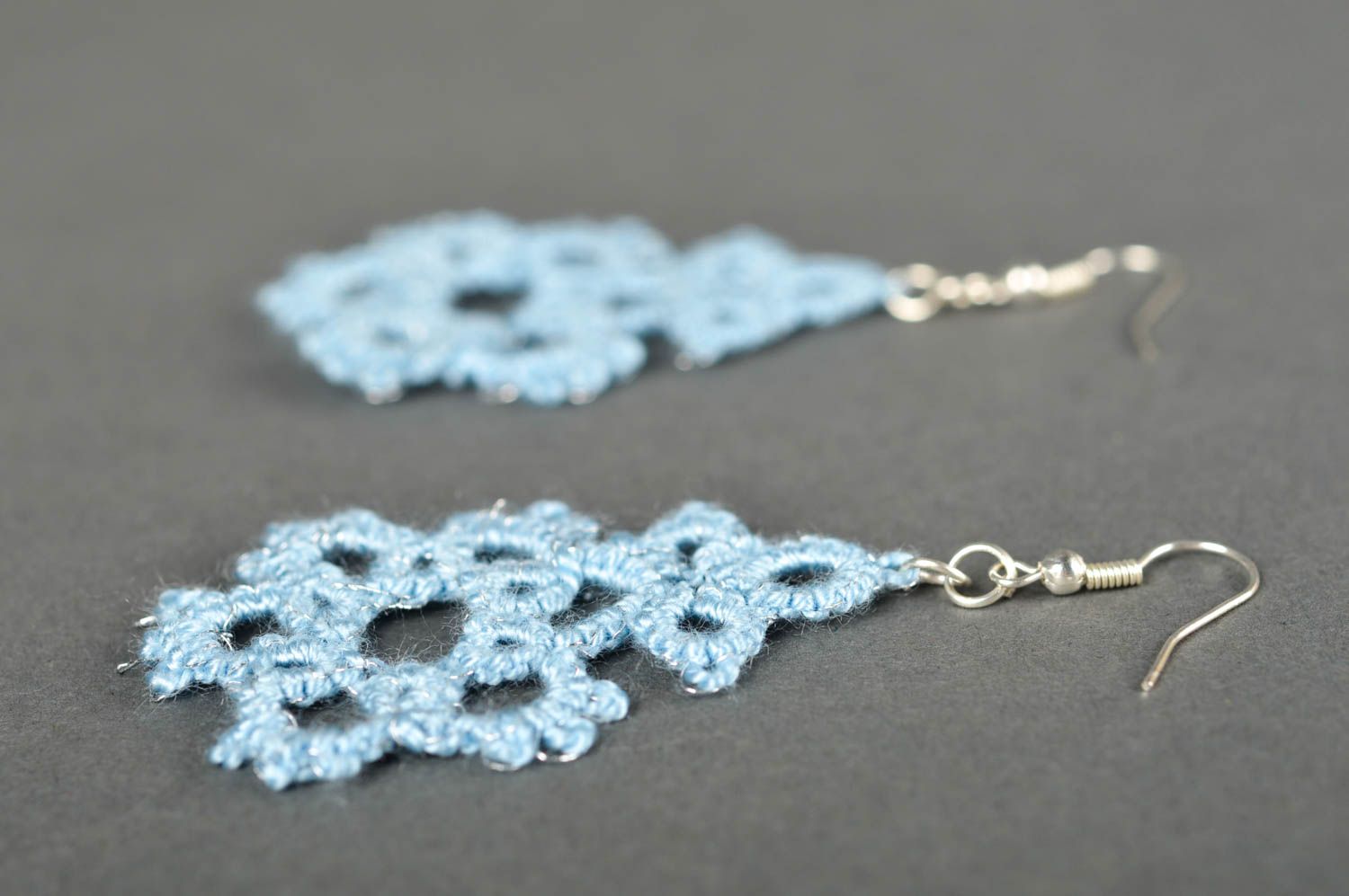 Handmade woven lace earrings thread earrings fashion accessories for girls photo 3