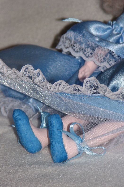 Handmade designer fabric soft doll in blue dress with long hair Princess photo 3