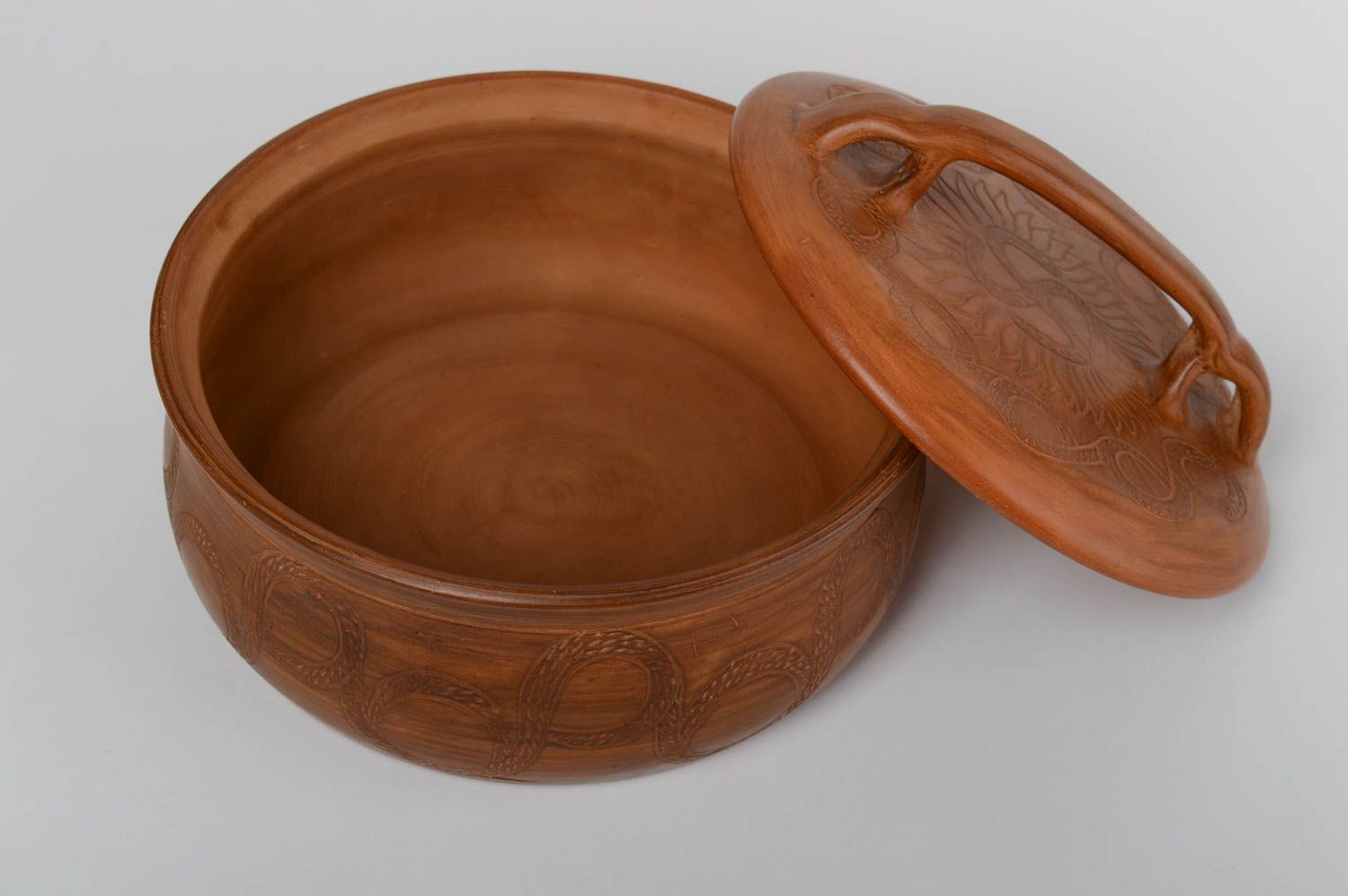Sartén con tapa hecho a mano de cerámica utensilio de cocina regalo para mujer foto 3