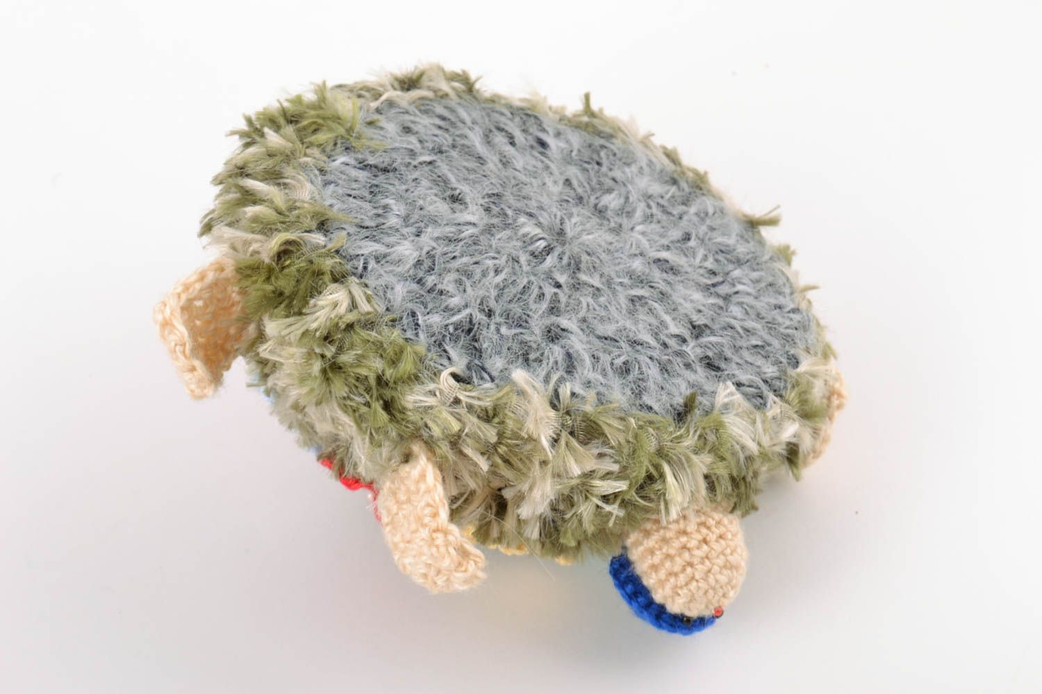 Jouet mou tricoté en laine naturelle fait main pour enfant Tortue à fleurs photo 5