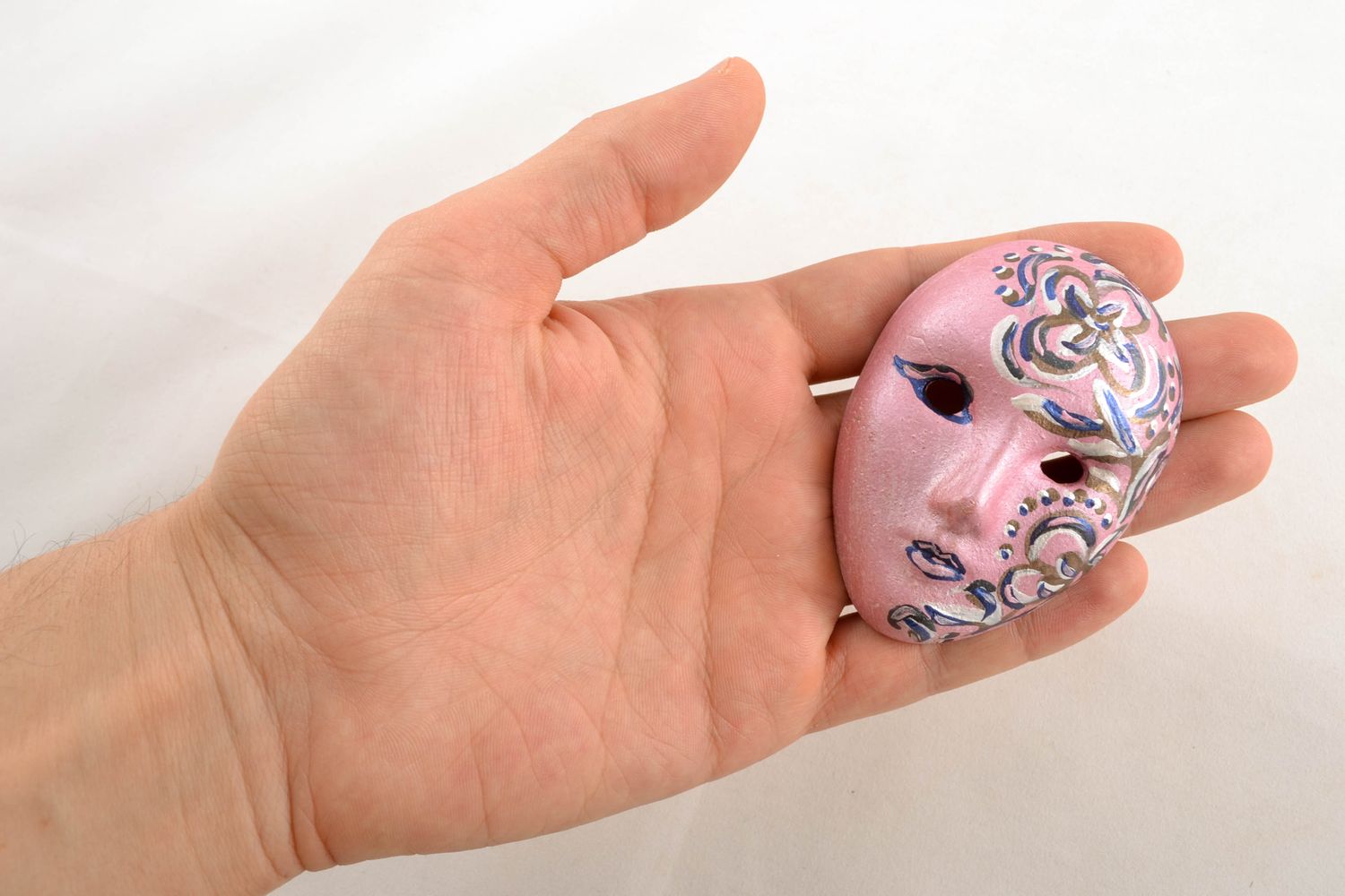 Masque miniature décoratif rose de carnaval à accrocher photo 1