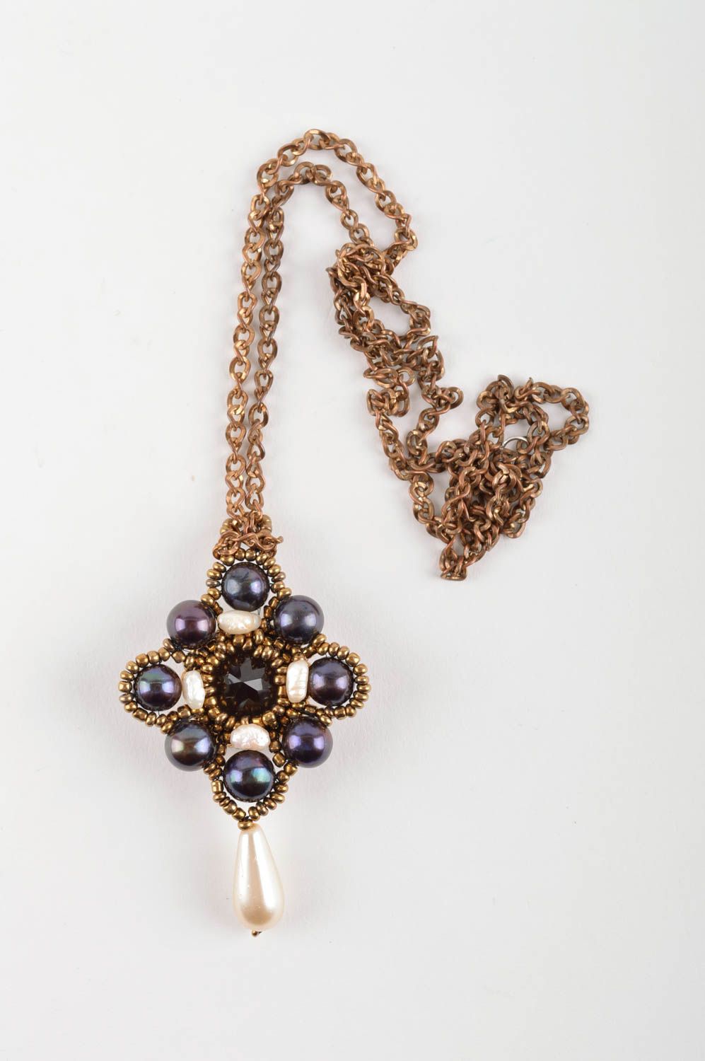 Ciondolo di perle fatto a mano pendente originale accessori originali da donna
 foto 5