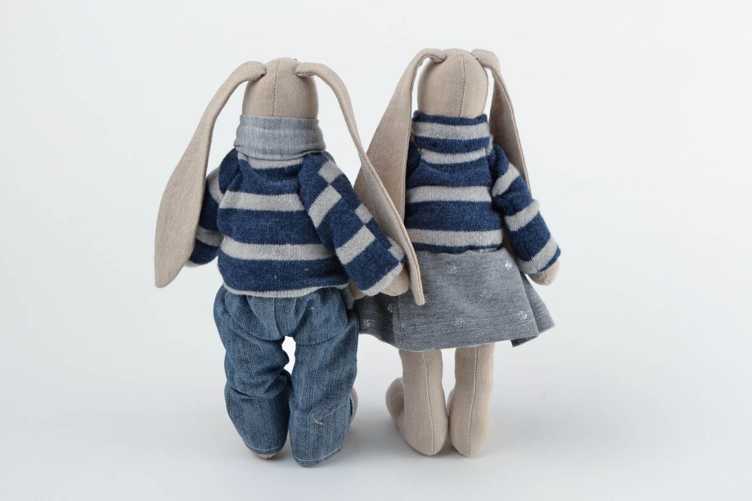 Игрушки зайцы ручной работы набор игрушек из двух штук детские мягкие игрушки фото 5
