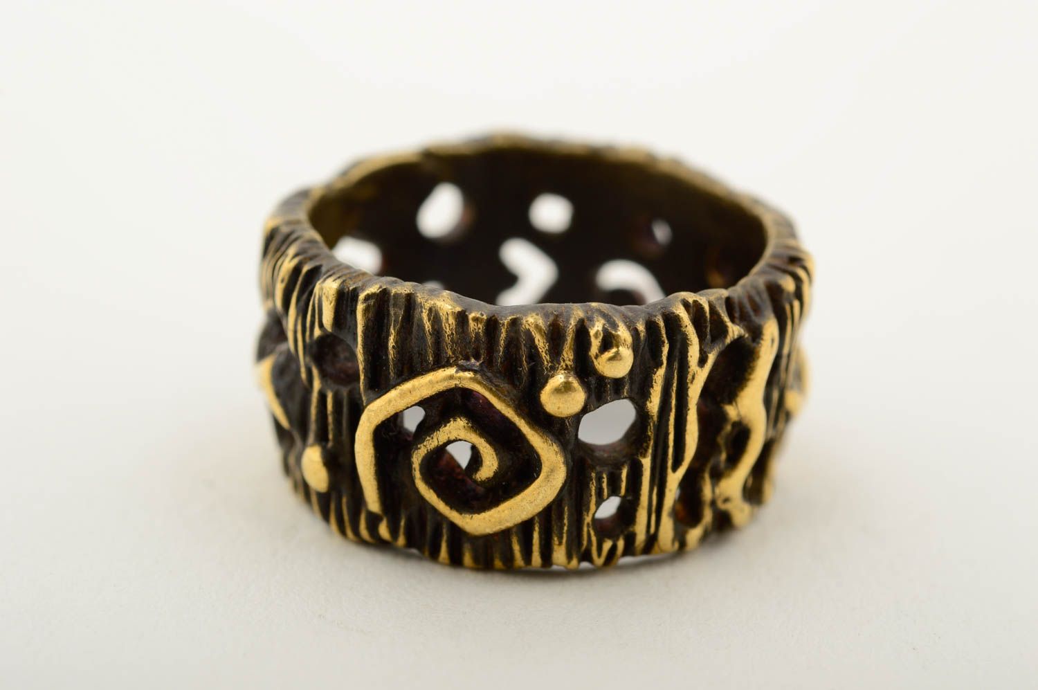 Кольцо ручной работы кольцо из бронзы женское кольцо широкое красивое необычное фото 4