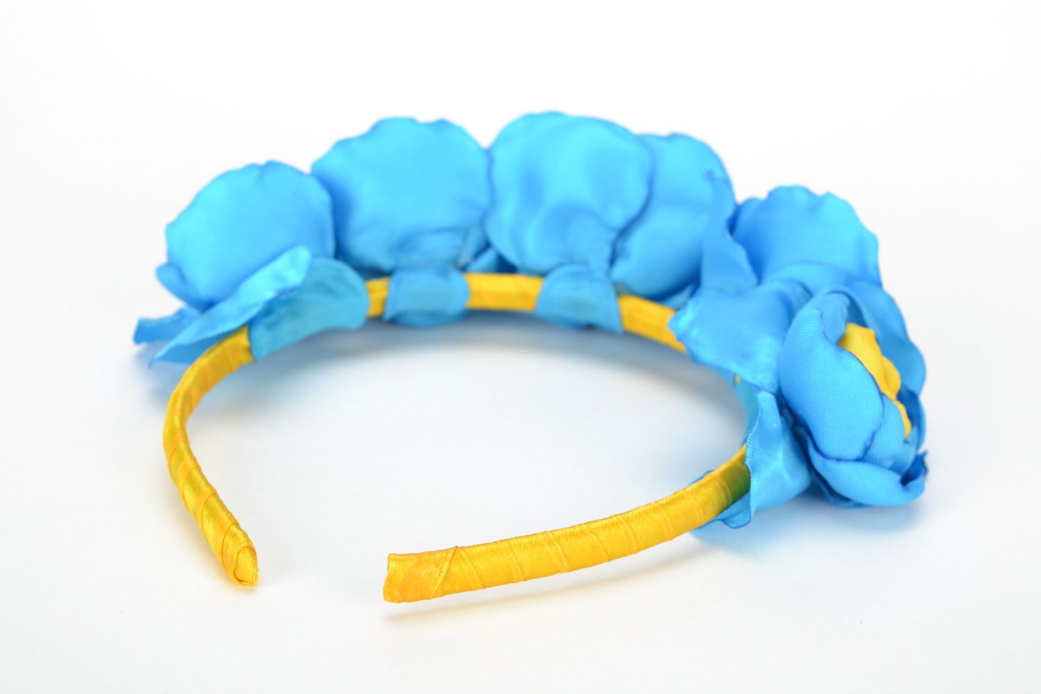 Floral headband Yellow and Blue Roses photo 5