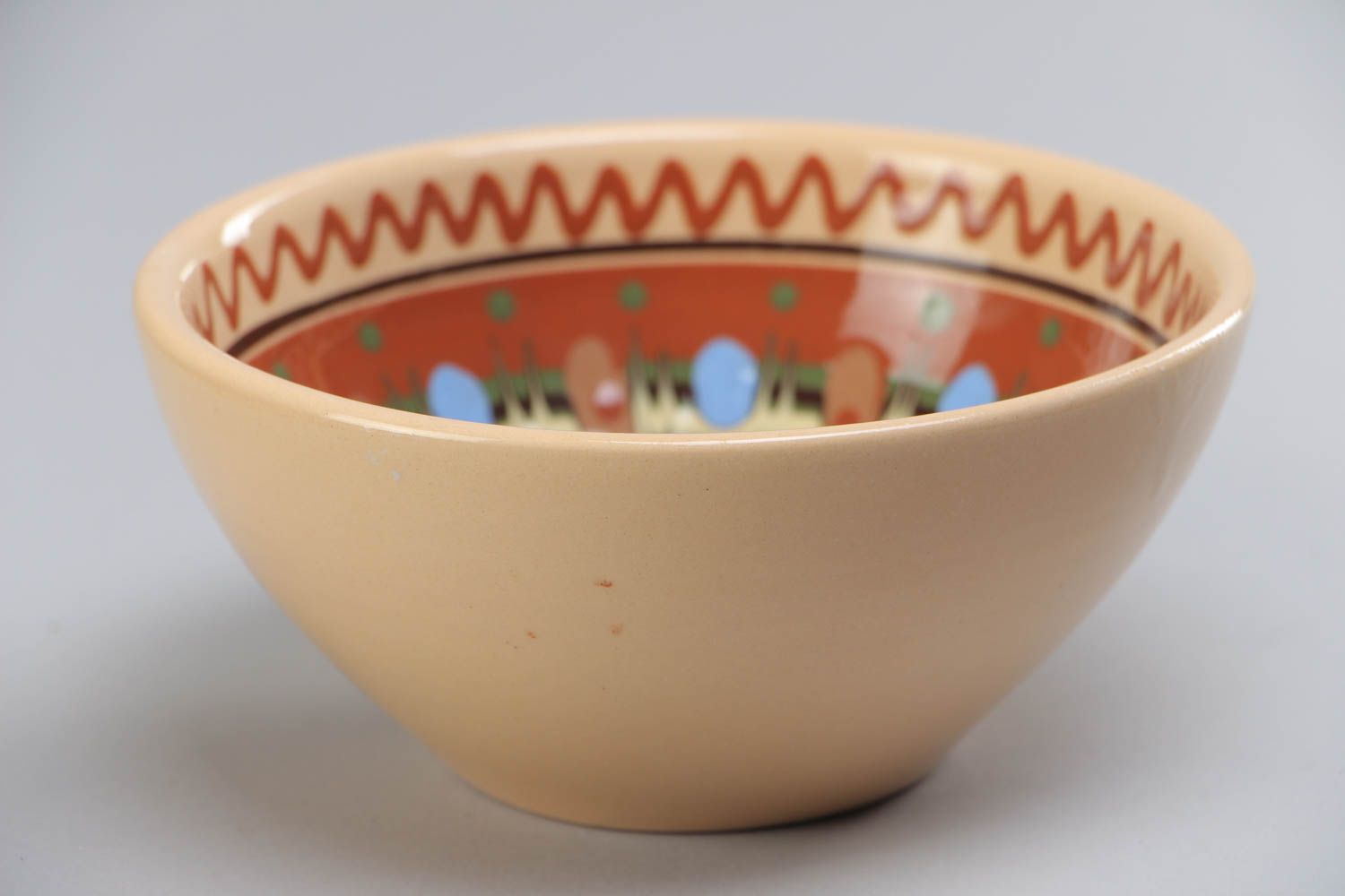 Beautiful colorful small handmade painted ceramic bowl 400 ml photo 2