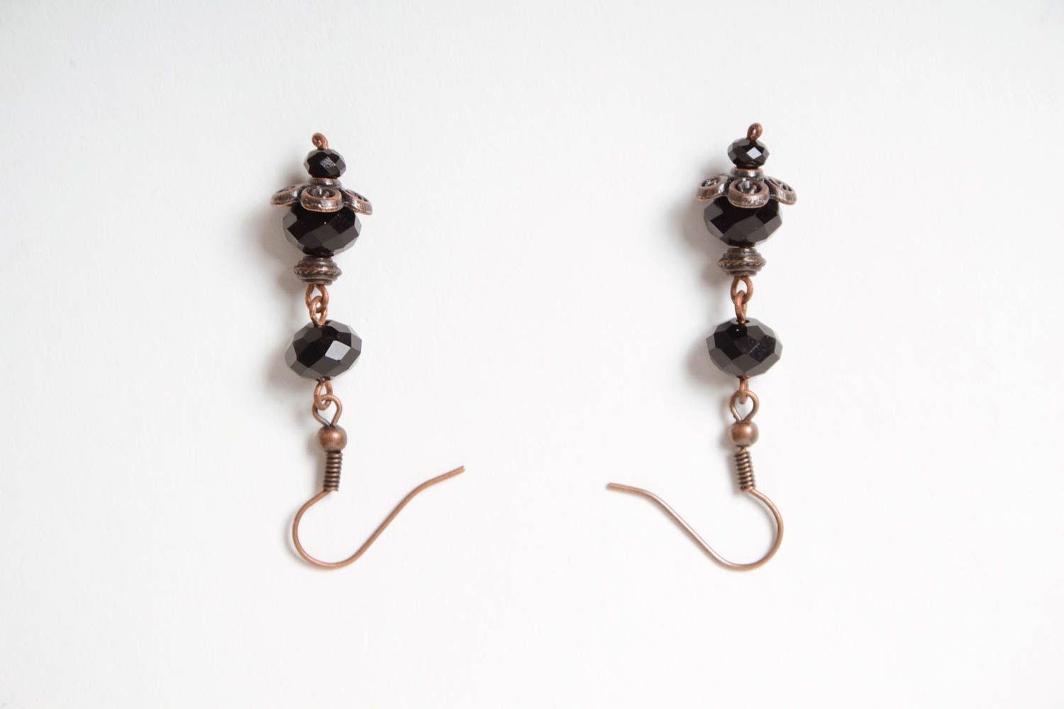 Lange Ohrringe aus Kupfer in Schwarz mit Anhängern handmade mit Achat für Frauen foto 5