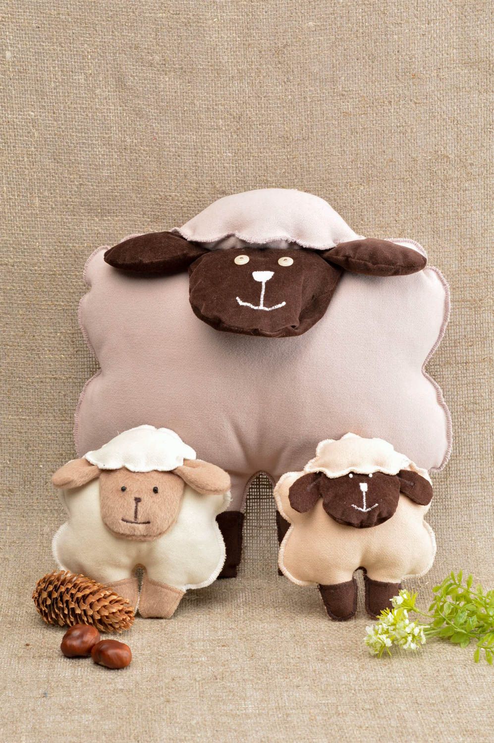 Handgemachte Stoff Kuscheltiere 3 Stück Plüsch Schafe Geschenk für Kinder foto 1