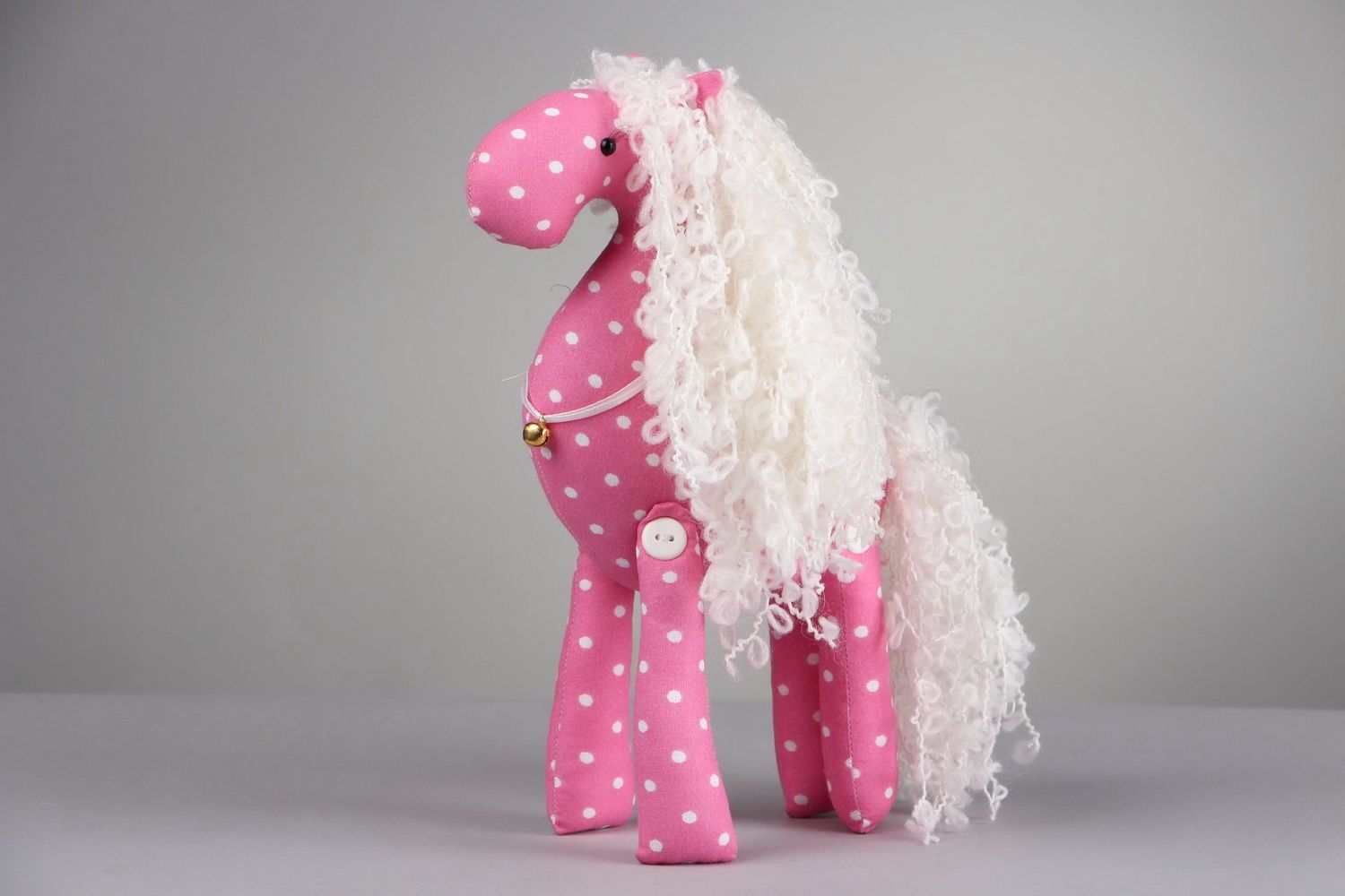 Handmade Spielzeug Stofftier rosa Pferd foto 4