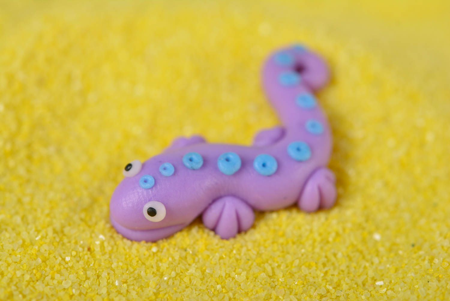Handmade figurine unique designer interior toy lizard polymer clay statuette photo 1