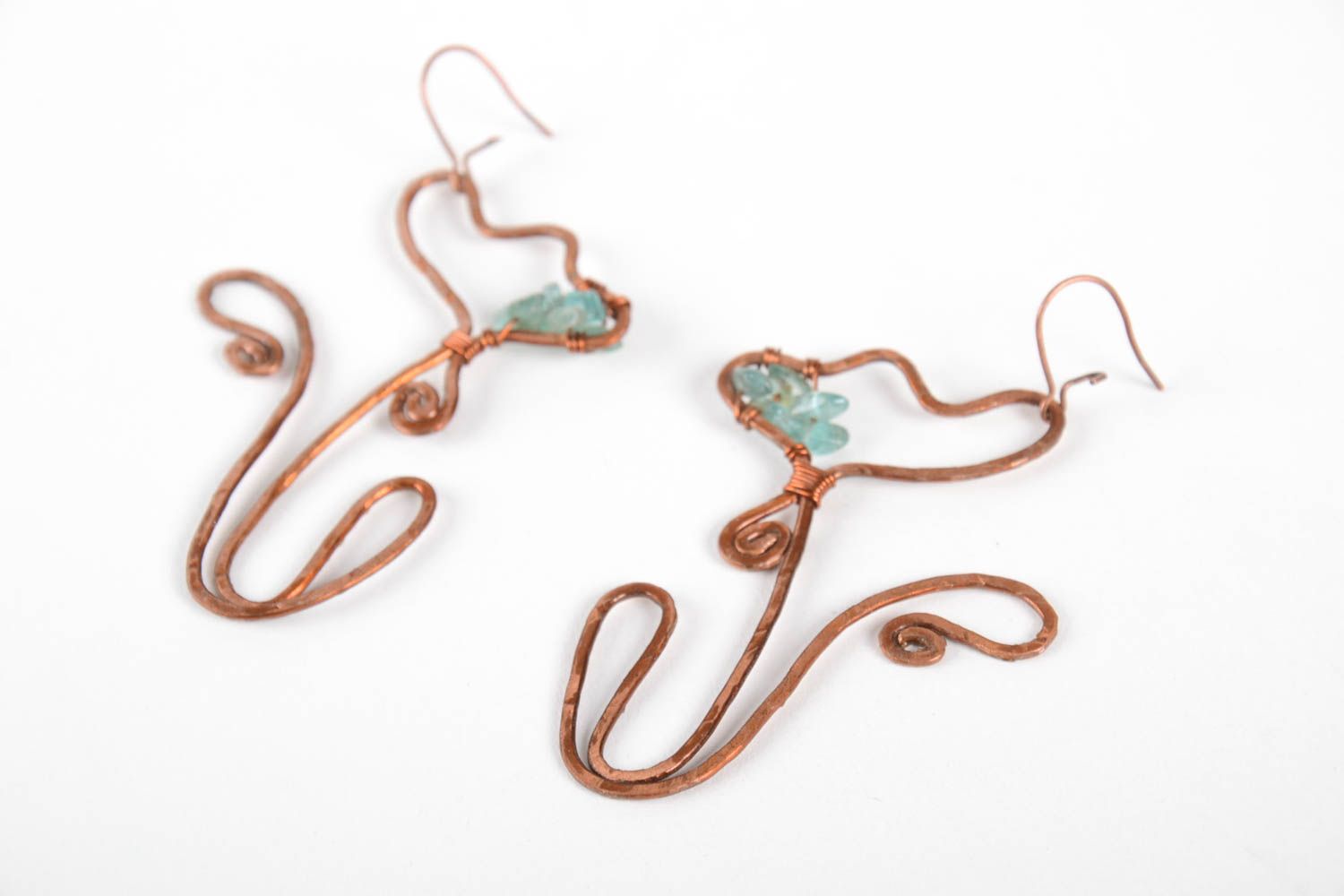 Kupfer Ohrringe handgemachter Schmuck Ohrringe für Damen Vintage Wire Wrap  foto 2