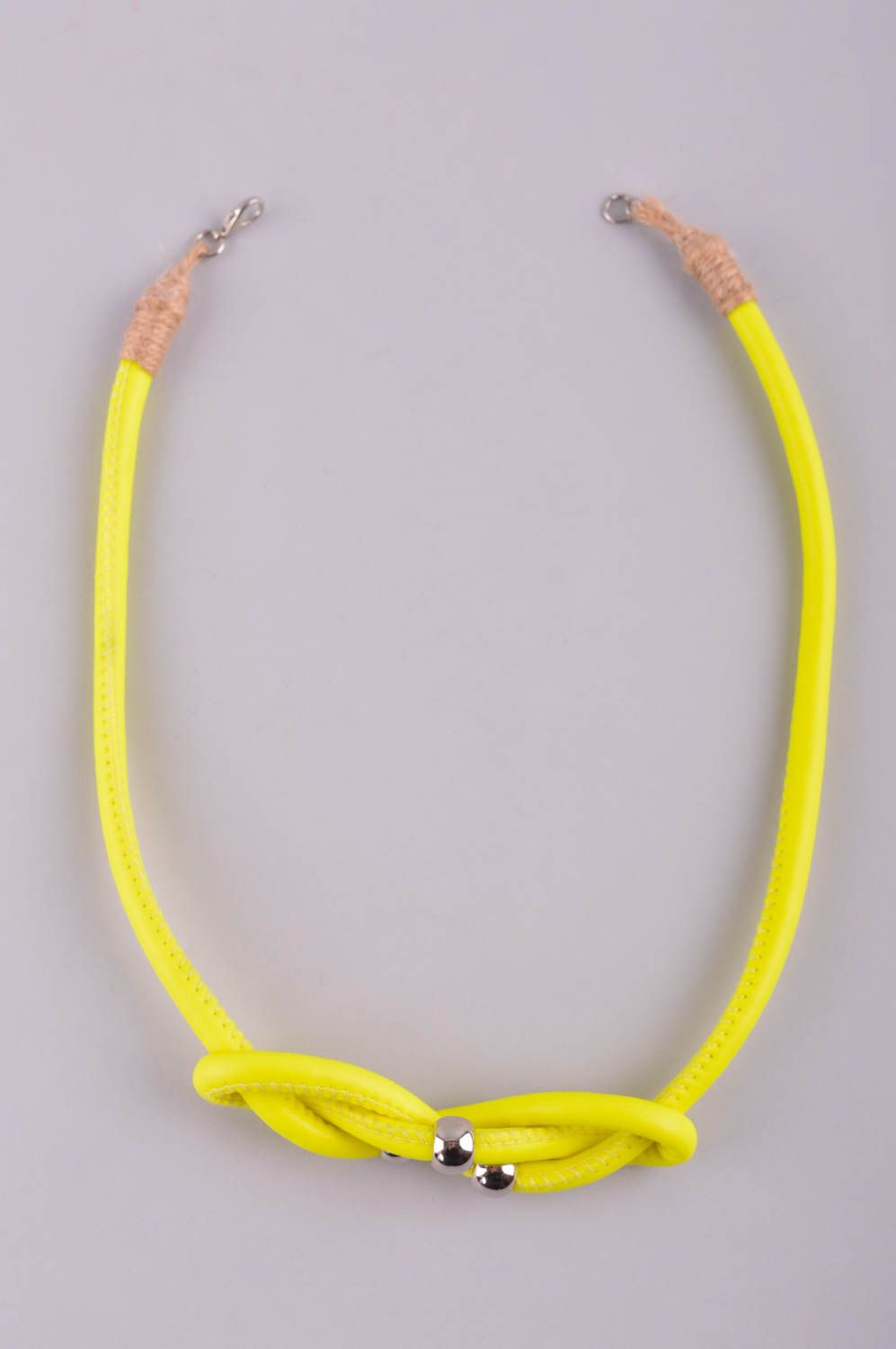 Handmade bright cute necklace elegant yellow necklace stylish jewelry photo 5