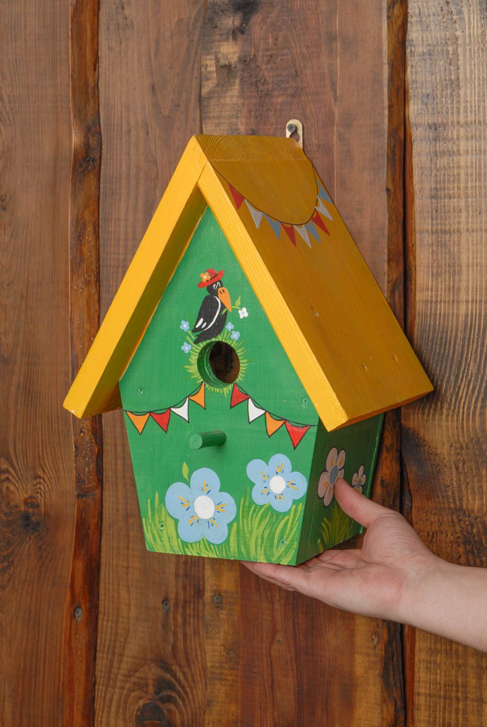 Bright painted wooden nest box photo 2