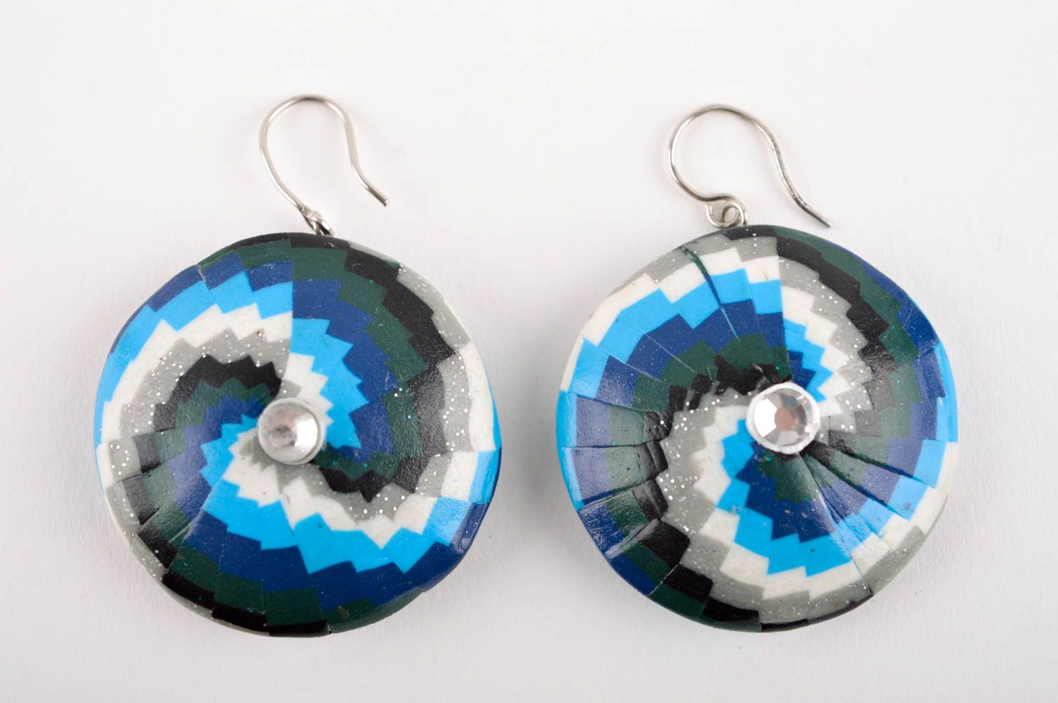 Unusual handmade plastic earrings round earrings polymer clay ideas gift ideas photo 3