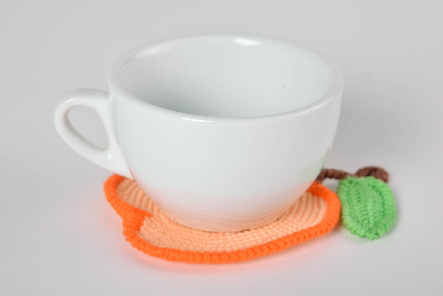 Dessous-de-verre au crochet fait main Accessoire cuisine coton viscose orange photo 2