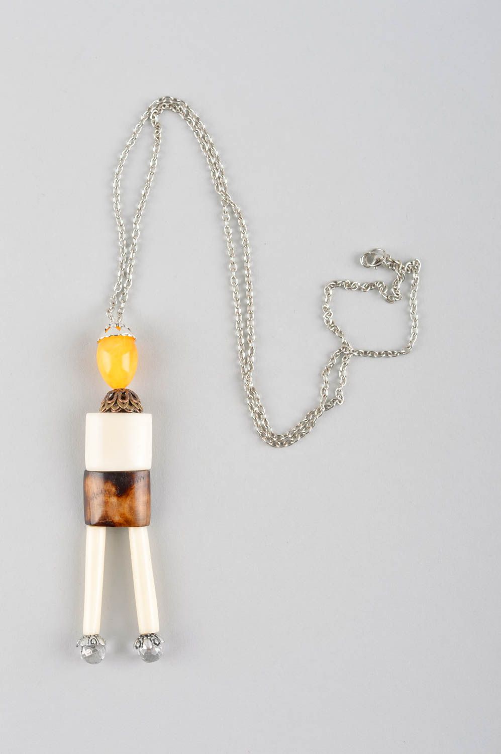 Unusual jewelry wooden pendant handmade women chain pendant fashion accessories photo 5