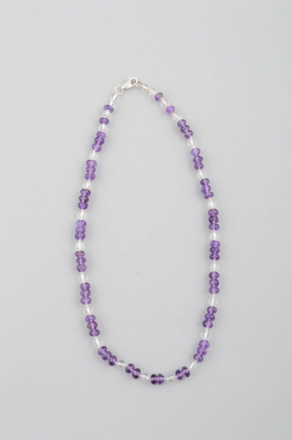 Handmade beaded necklace with amethyst and crystal design jewelry gift for girl photo 2