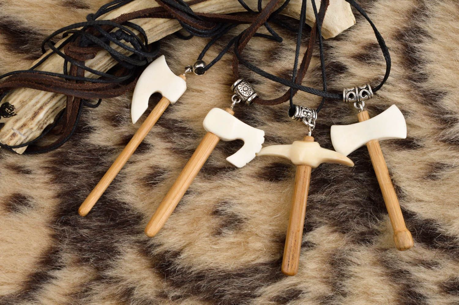 Bone fashion jewelry beautiful handcrafted pendant necklace unusual instruments photo 1