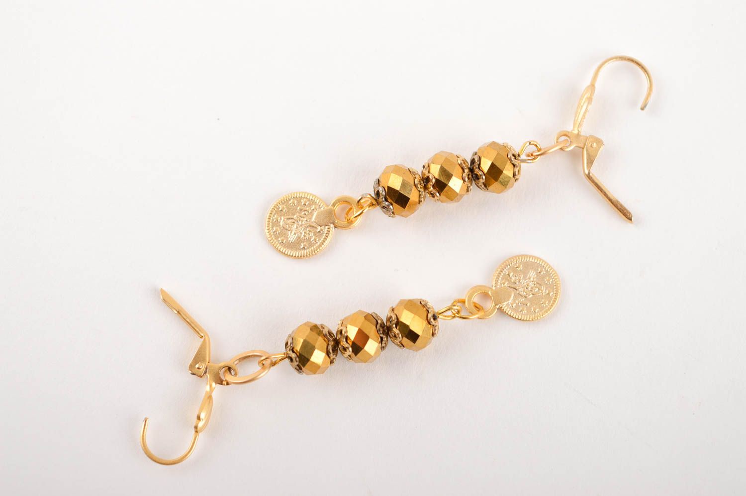 Handmade lange Ohrringe goldfarbene Schmuck Ohrringe Accessoire für Frauen foto 5