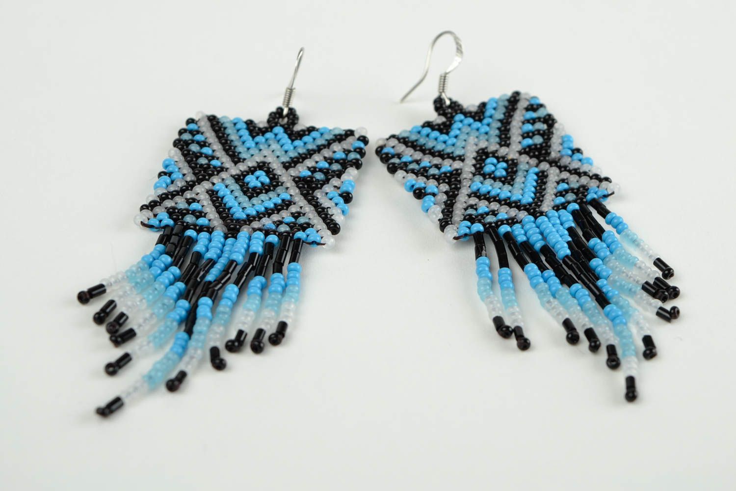 Bunte Ohrringe blau handmade Ohrringe Geschenk für Frauen aus Rocailles Perlen foto 3