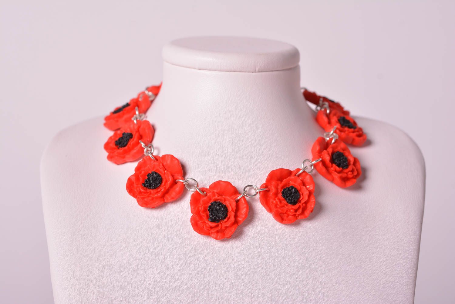 Polymer clay necklace handmade flower necklace elegant necklace women jewelry photo 1