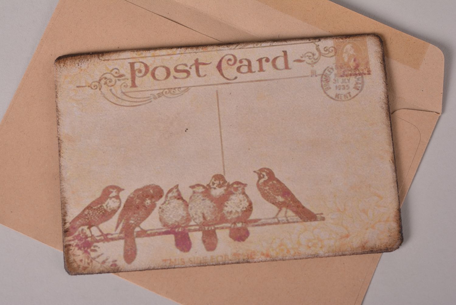 Unusual handmade greeting cards vintage post design card birthday gift ideas photo 2